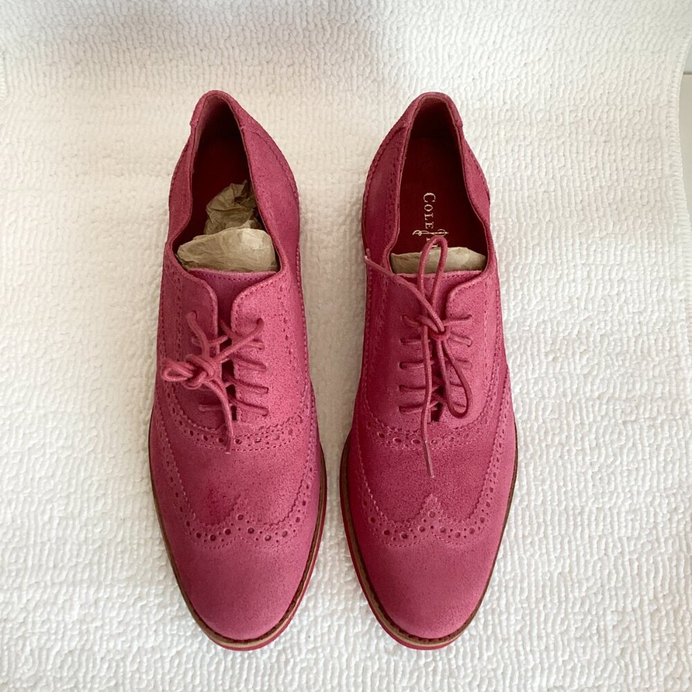 Brand New Cole Haan Red Alisa Suede Wingtip Oxford Shoes Women Size 7